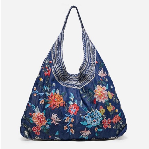 Johnny Was Handbags - Johnny Was Hobo Bag Gorgeous Floral Embroidery